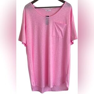 NWT Ekouaer pink boyfriend style night shirt women M